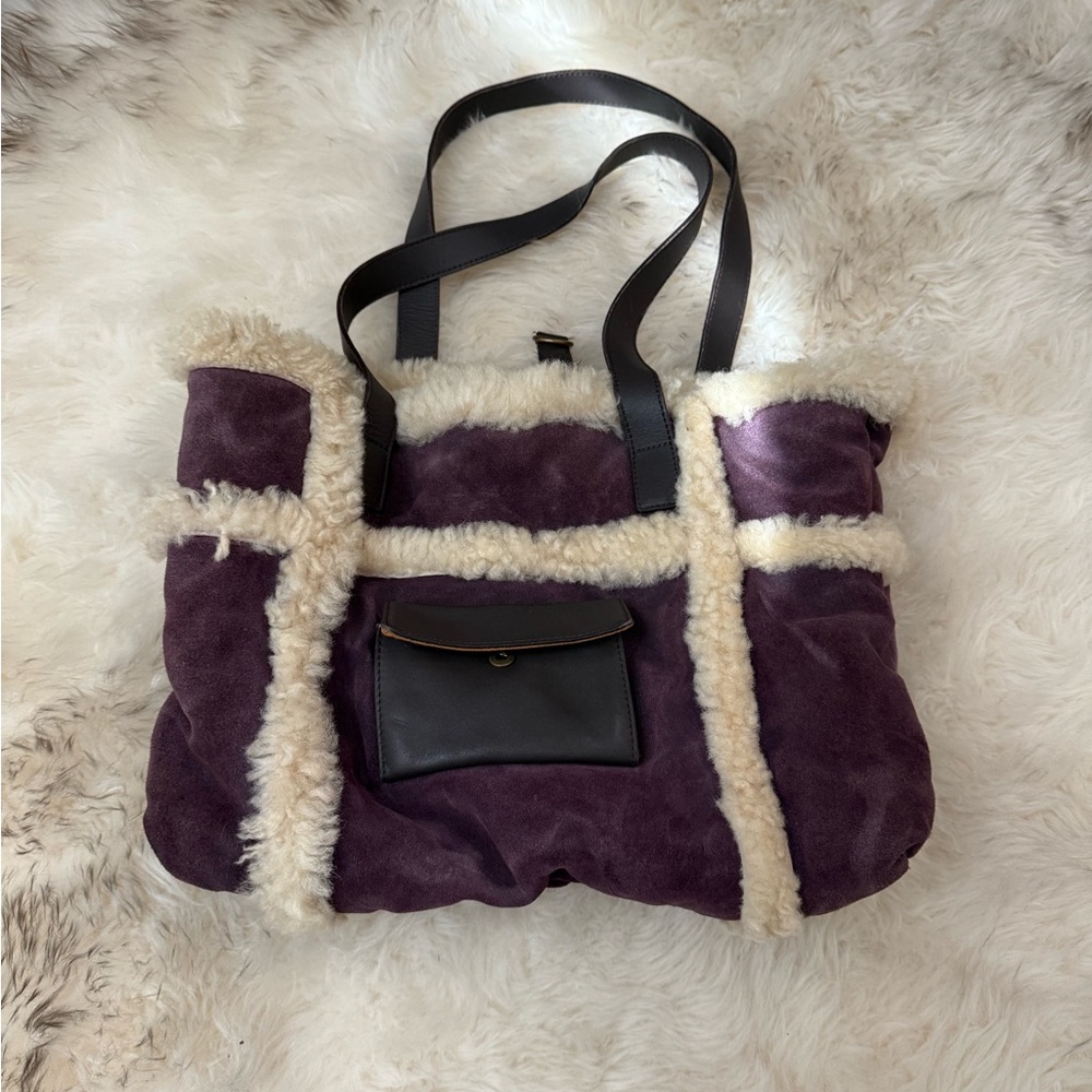 UGG Australian brand leather, suede and Sherpa large bag